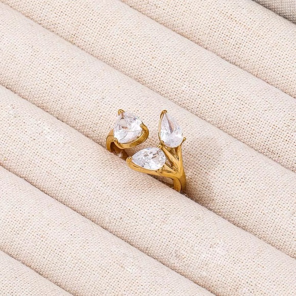 Size 8 | 18K Gold Plated Teardrop CZ Ring - Picture 3 of 8